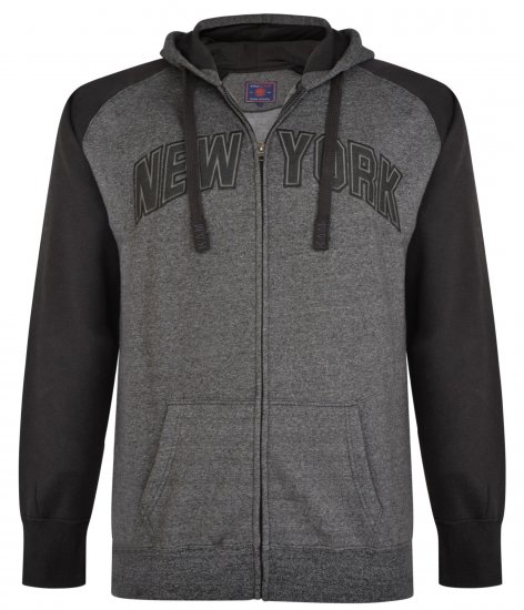 Kam Jeans Zip Thru Hoody Black - Sweatshirts & hoodies - Sweatshirts/Hoodies grande taille homme