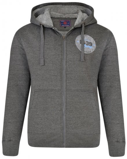 Kam Jeans 7025 Sherpa lined Hoodie Charcoal - Sweatshirts & hoodies - Sweatshirts/Hoodies grande taille homme