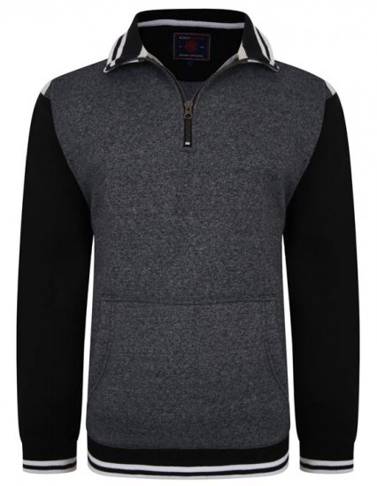 Kam Jeans 7032 Casual Sweater Black - Sweatshirts & hoodies - Sweatshirts/Hoodies grande taille homme