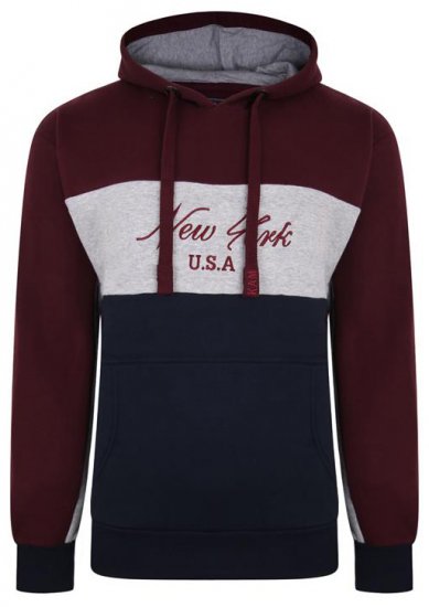 Kam Jeans 7033 NY Over The Head Hoodie Burgundy - Sweatshirts & hoodies - Sweatshirts/Hoodies grande taille homme