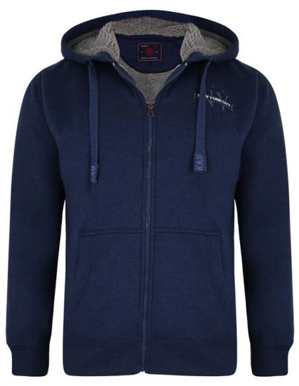 Kam Jeans 7038 Sherpa Lined Hoodie Indigo - Sweatshirts & hoodies - Sweatshirts/Hoodies grande taille homme