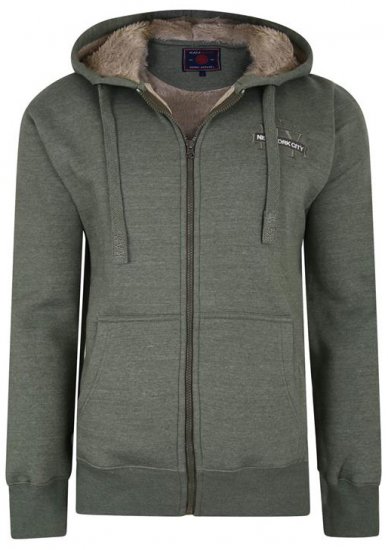 Kam Jeans 7038 Sherpa Lined Hoodie Khaki - Sweatshirts & hoodies - Sweatshirts/Hoodies grande taille homme