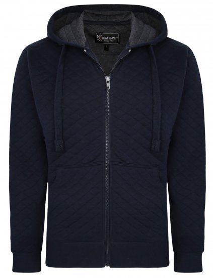 Kam Jeans 7051 Quilted Jersey Zip Thru Hoody Navy - Sweatshirts & hoodies - Sweatshirts/Hoodies grande taille homme