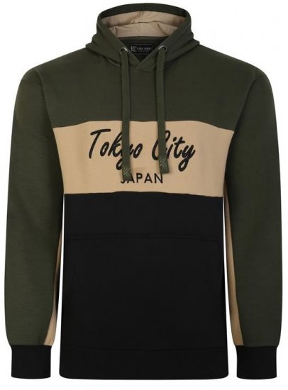 Kam Jeans 7058 Tokyo City Cut & Saw Hoodie Khaki - Sweatshirts & hoodies - Sweatshirts/Hoodies grande taille homme