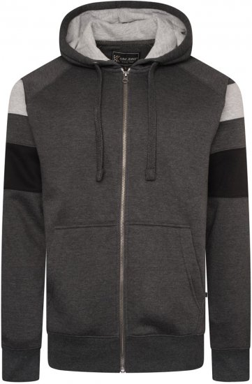Kam Jeans 7069 Cut & Saw Zip Thru Hoody Charcoal - Sweatshirts & hoodies - Sweatshirts/Hoodies grande taille homme