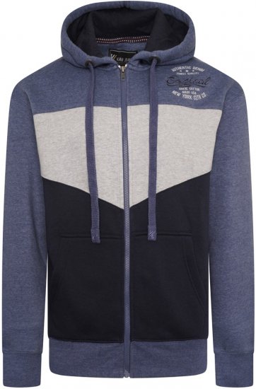Kam Jeans 7070 Panelled Hoody with EMB Blue - Sweatshirts & hoodies - Sweatshirts/Hoodies grande taille homme