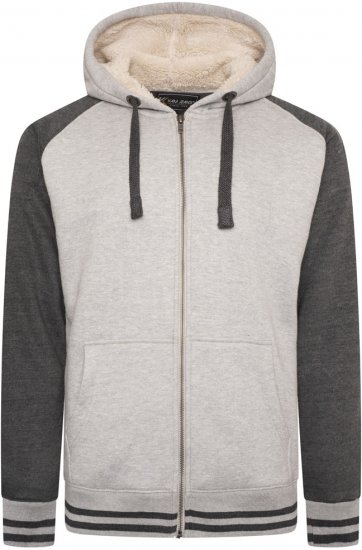 Kam Jeans 7075 Raglan Zip Thru Sherpa Hoodie Grey - Sweatshirts & hoodies - Sweatshirts/Hoodies grande taille homme