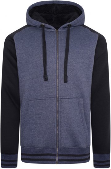 Kam Jeans 7075 Raglan Zip Thru Sherpa Hoodie Royal Blue - Sweatshirts & hoodies - Sweatshirts/Hoodies grande taille homme