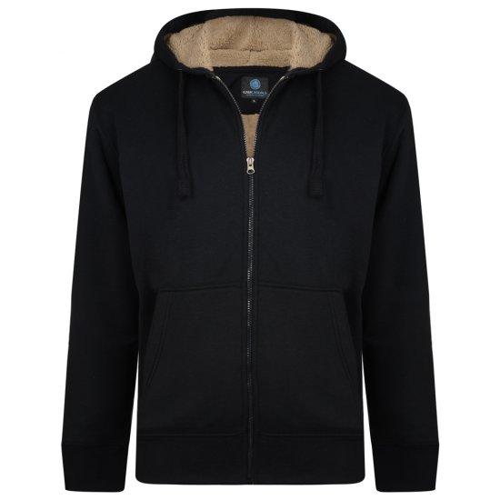Kam Jeans 709 Sherpa Lined Hoodie Black - Sweatshirts & hoodies - Sweatshirts/Hoodies grande taille homme