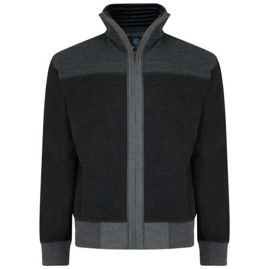 Kam Jeans 715 Full Zip Sweater Charcoal - Sweatshirts & hoodies - Sweatshirts/Hoodies grande taille homme