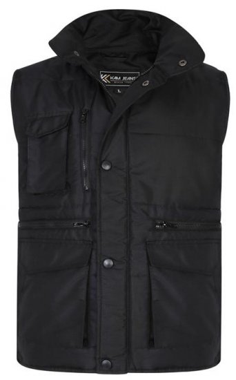 Kam Jeans KV115 Military Multi Pocket Vest Black - Vestes - Vestes Homme Grandes Tailles