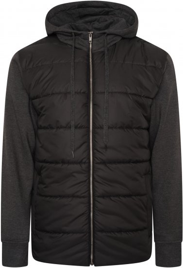 Kam Jeans KV135 Quilted Zip Thru Hoody with Padded Body & Jersey Sleeves Black TALL SIZES - VÊTEMENTS HOMME MT-6XLT - Vêtements Tall Homme