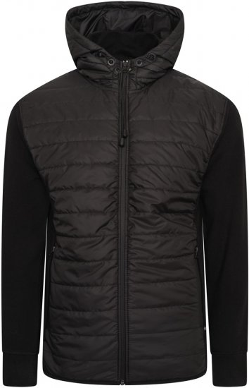 Kam Jeans KV136 Padded Body And Jersey Sleeves Hybrid Zip Thru Quilted Hoody Black - Kam Jeans - 