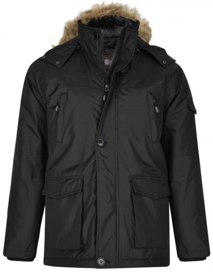 Kam Jeans KV97 Padded Winter Jacket Black - Vestes - Vestes Homme Grandes Tailles