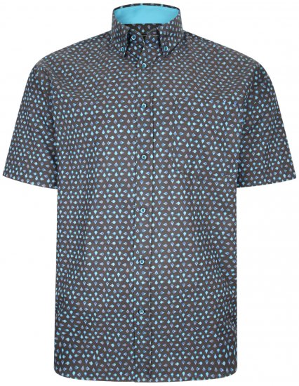 Kam Jeans P010 Premium Short sleeve Shirt Charcoal - Chemises - Chemises Grandes Tailles Hommes