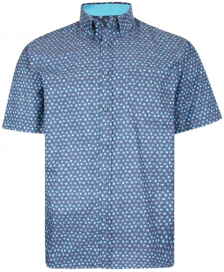 Kam Jeans P010 Premium Short sleeve Shirt Indigo - Chemises - Chemises Grandes Tailles Hommes