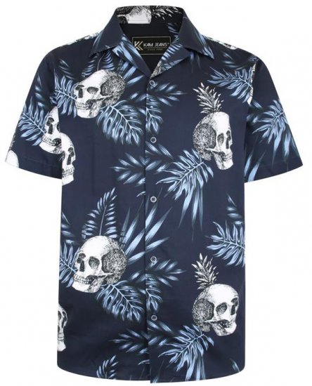 Kam Jeans P015 Casual Shirt with Skull Print - Chemises - Chemises Grandes Tailles Hommes