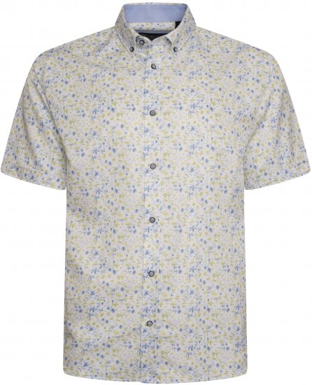 Kam Jeans P036 Premium Floral Print Shirt White - Chemises - Chemises Grandes Tailles Hommes