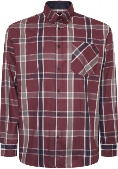 Kam Jeans P038 LS Premium Cotton Check Shirt Wine - Chemises - Chemises Grandes Tailles Hommes