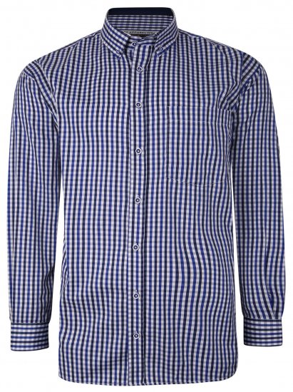 Kam Jeans P640 Premium Gingham Check Shirt LS Navy - Chemises - Chemises Grandes Tailles Hommes