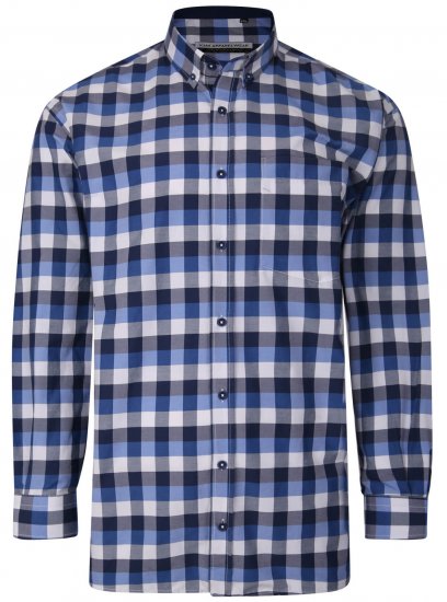 Kam Jeans P642 Premium Large Check Shirt LS Blue - Chemises - Chemises Grandes Tailles Hommes