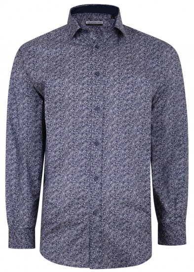Kam Jeans P680 Floral Print Shirt Navy - Chemises - Chemises Grandes Tailles Hommes