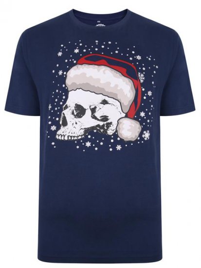 Kam Jeans X008 Santa Skull Print T-Shirt Navy - T-shirts - T-shirts Homme Grande Taille