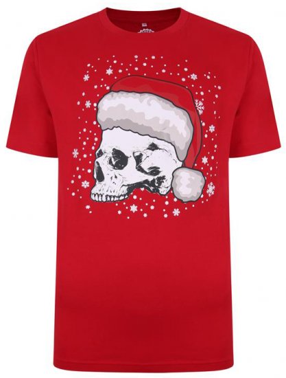 Kam Jeans X008 Santa Skull Print T-Shirt Red - T-shirts - T-shirts Homme Grande Taille