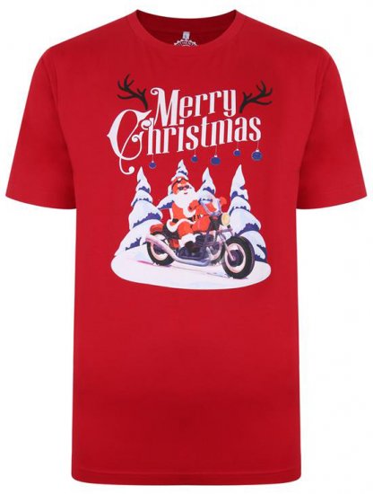 Kam Jeans X009 Santa Biker Print T-Shirt Red - T-shirts - T-shirts Homme Grande Taille