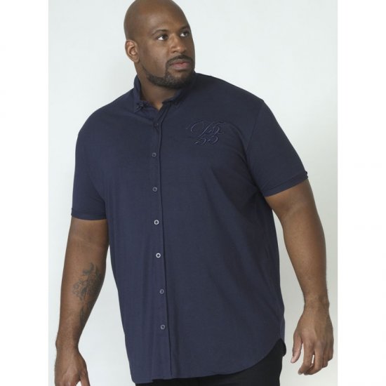 D555 Beaver Couture Jersey Shirt Navy - Chemises - Chemises Grandes Tailles Hommes