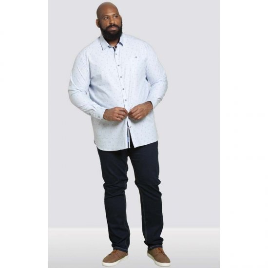 D555 Addington Printed Oxford Shirt Blue - Chemises - Chemises Grandes Tailles Hommes