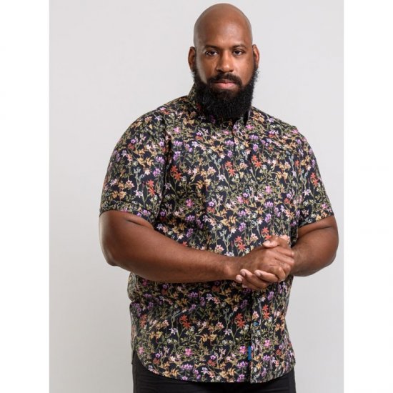 D555 Emmet Floral Shirt Black - Chemises - Chemises Grandes Tailles Hommes