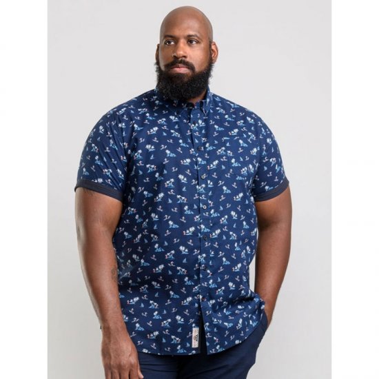 D555 Davian Hawaii Shirt Navy - Chemises - Chemises Grandes Tailles Hommes