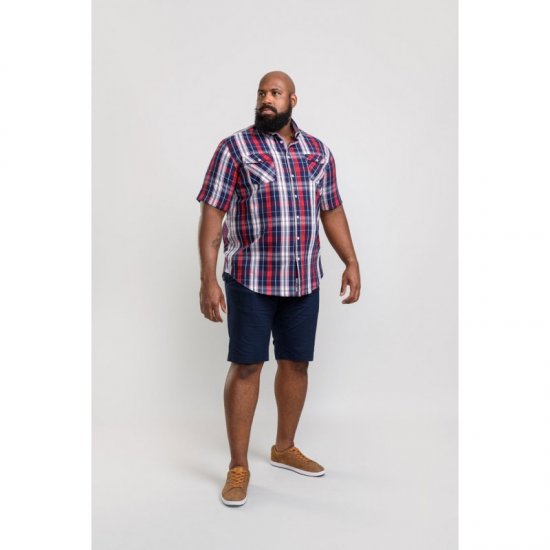 D555 Terell Shirt Navy/Red - Chemises - Chemises Grandes Tailles Hommes