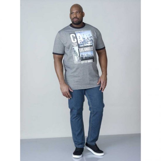 D555 Howie Fine Stripe T-shirt Grey - T-shirts - T-shirts Homme Grande Taille