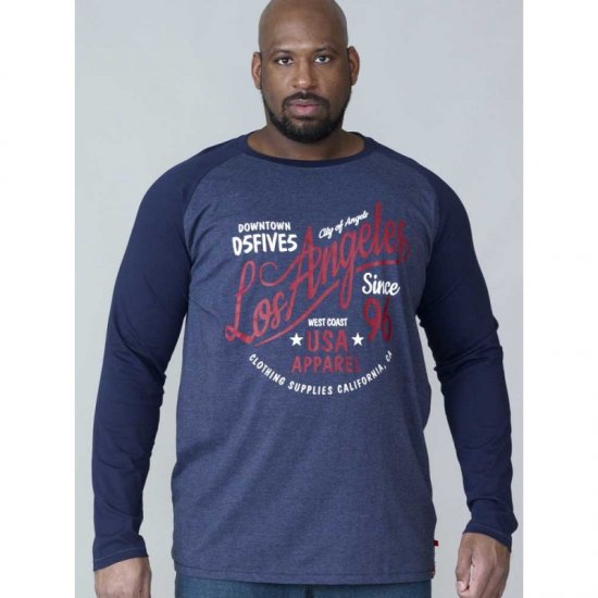 D555 Neill Long Sleeve T-shirt Navy - T-shirts - T-shirts Homme Grande Taille