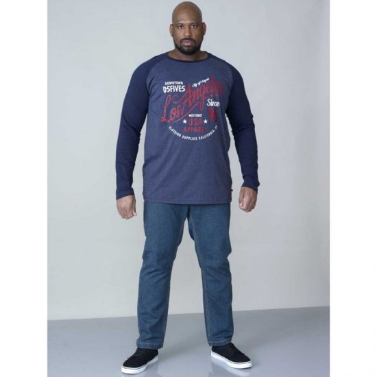 D555 Neill Long Sleeve T-shirt Navy - T-shirts - T-shirts Homme Grande Taille