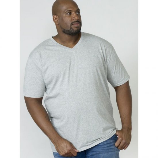 D555 Signature V-neck T-shirt Grey - T-shirts - T-shirts Homme Grande Taille