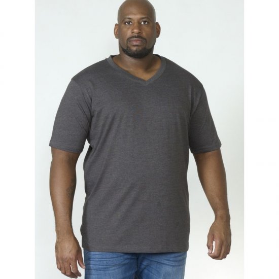 D555 Signature V-neck T-shirt Charcoal - T-shirts - T-shirts Homme Grande Taille