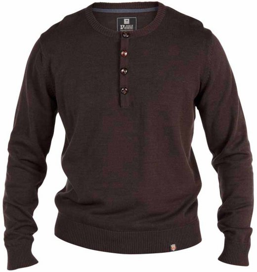 D555 Grandad Knitted Sweater Brown - Sweatshirts & hoodies - Sweatshirts/Hoodies grande taille homme