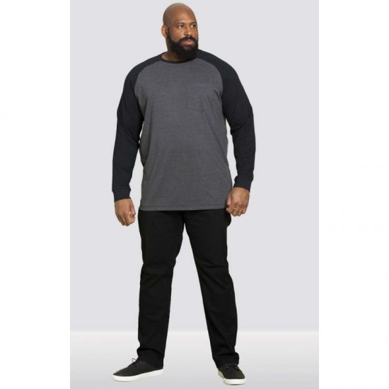 D555 Illinois Long Sleeve T-shirt Charcoal - T-shirts - T-shirts Homme Grande Taille