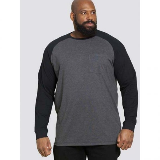 D555 Illinois Long Sleeve T-shirt Charcoal - T-shirts - T-shirts Homme Grande Taille