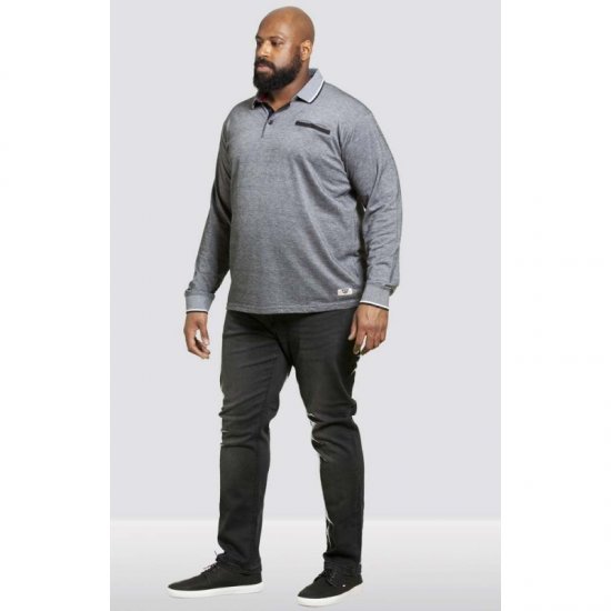 D555 Brockville Long Sleeve Polo Grey - Polos - Polos homme grande taille