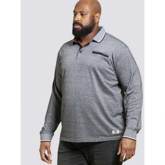 D555 Brockville Long Sleeve Polo Grey - Polos - Polos homme grande taille
