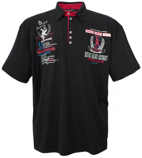 Lavecchia 2038 Printed Jersey Poloshirt Black - Polos - Polos homme grande taille