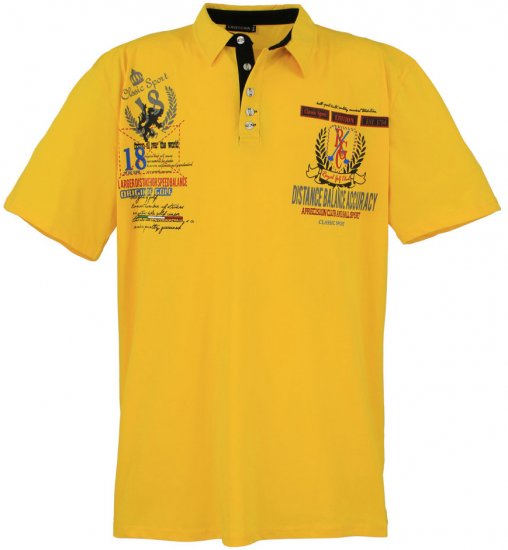 Lavecchia 2038 Printed Jersey Poloshirt Yellow - Polos - Polos homme grande taille