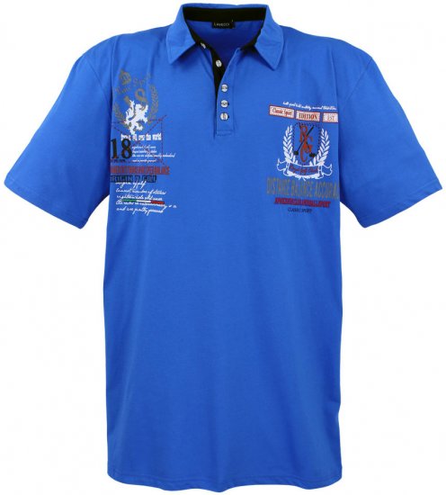 Lavecchia 2038 Printed Jersey Poloshirt Royal Blue - Polos - Polos homme grande taille