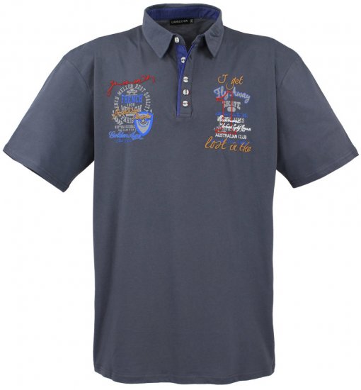 Lavecchia 3101 Printed Jersey Poloshirt Charcoal - Polos - Polos homme grande taille