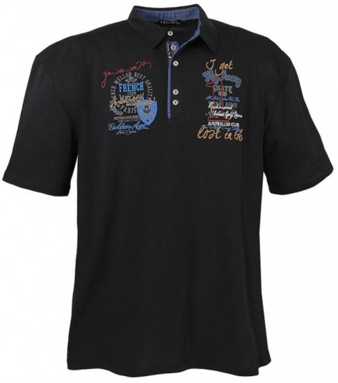 Lavecchia 3101 Printed Jersey Poloshirt Black - Polos - Polos homme grande taille