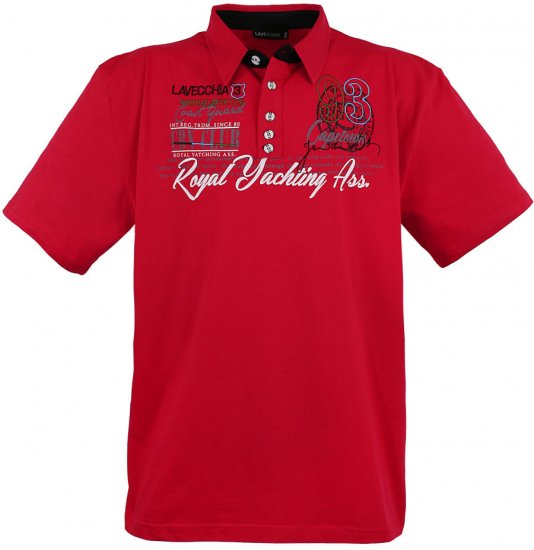 Lavecchia 4688 Printed Jersey Poloshirt Red - Polos - Polos homme grande taille